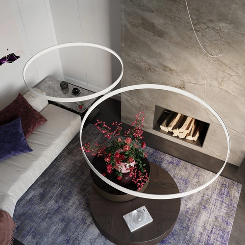 LED lustr RIO 55 bílý moderní kovový do obýváku a jídelny industriální