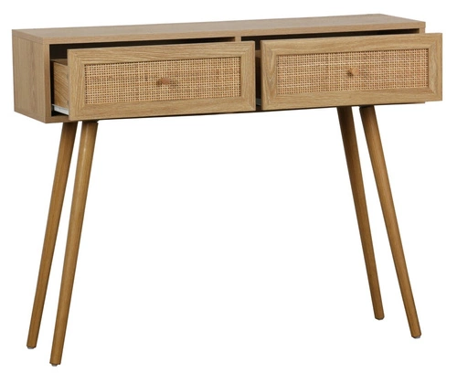 Ballo boho ratanová konzole se zásuvkami do předsíně a obýváku, úzký příruční stolek ke zdi