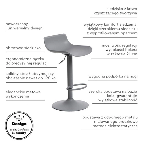 Barová stolička Bar One Simplet šedá matná
