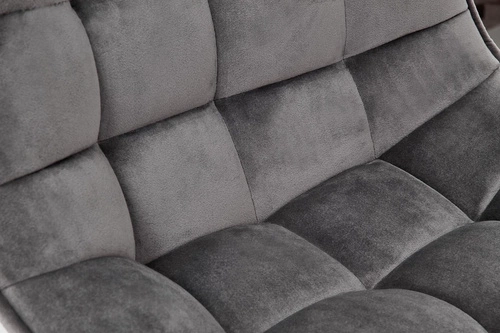 Šedá sametová barová židle s opěrkou, otočná a výškově nastavitelná k kuchyňskému ostrůvku Intesi