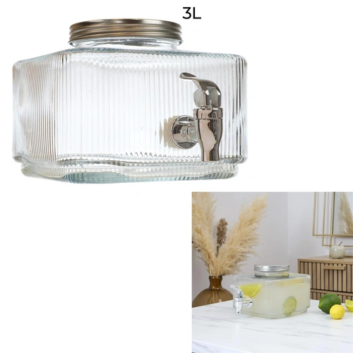 Skleněný nápojový zásobník s kohoutkem Colar Square 2 l na limonádu Intesi