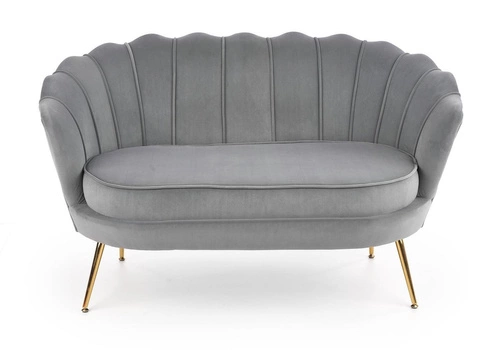 Dvoumístná sametová pohovka Florencja šedá glamour do obýváku na zlatých nohách Intesi