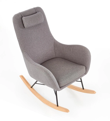 Moderní šedé čalouněné houpací křeslo Tolip do obýváku na relaxaci