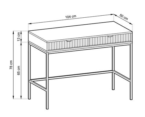 Šedý moderní toaletní stolek s drážkováním a zásuvkami 104 cm Intesi