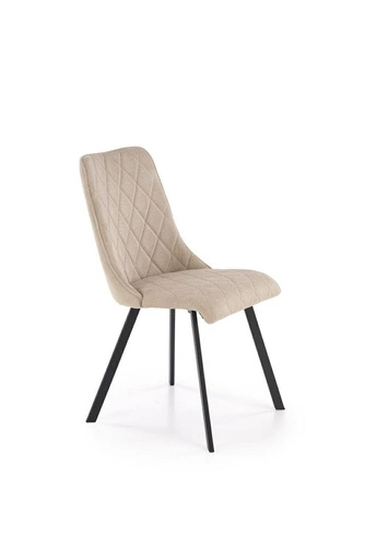 Čalouněná jídelní židle Fenri béžová, moderní, pro jídelnu a obývák, prošívaná, na černých nohách