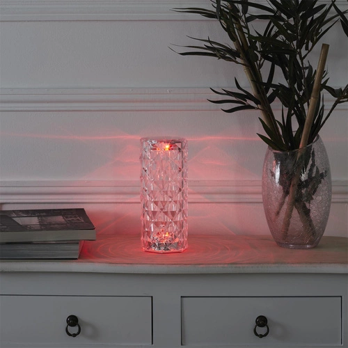 LED noční lampička Crystal Intesi glamour s dálkovým ovládáním 12 barev do ložnice a obýváku 21,5 cm