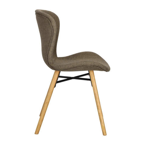 Čalouněná židle Batilda Actona do jídelny a obýváku dubová khaki v boho stylu