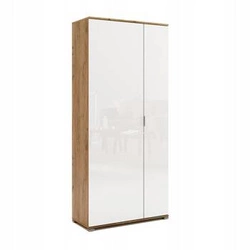 Moderní bílá šatní skříň Tissa 80 cm s dubovým leskem a policemi do ložnice 40 cm