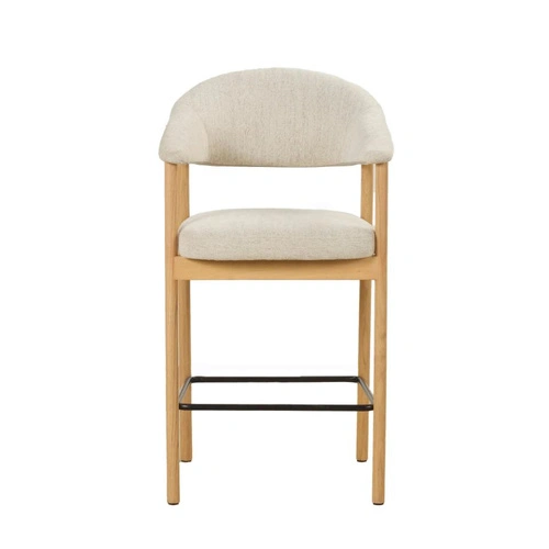 Barová židle Elk čalouněná skandinávská k kuchyňskému ostrůvku pískový dub