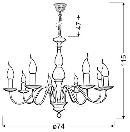 Závěsné svítidlo Bellagio glamour krémové, nastavitelné, do obýváku a jídelny, 8ramenné kovové