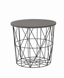 Šedý kulatý konferenční stolek s úložným prostorem, moderní loftový do obýváku Intesi