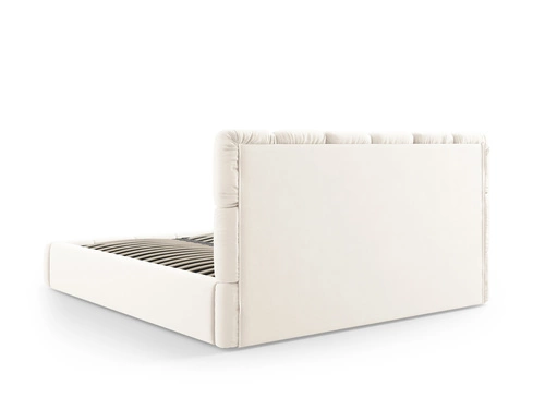 Čalouněná postel Bellis 180x200 béžová sametová s úložným prostorem do ložnice glamour