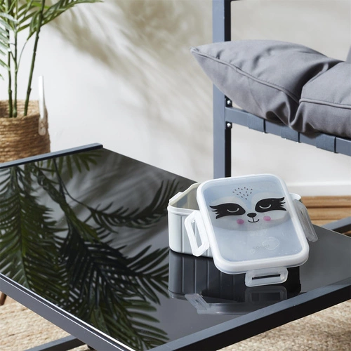 Dětský svačinový box Intesi Mýval – těsná šedá krabička na oběd do školy