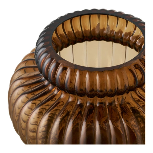 Váza Flow skleněná kouřově hnědá dekorativní do obýváku 20 cm