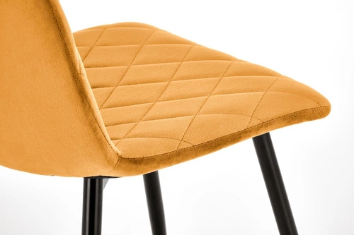 Jídelní židle Uferyn Intesi čalouněná samet hořčicová moderní prošívaná černé nohy