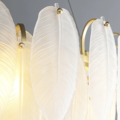 Stropní svítidlo PIUMA glamour bílo-zlaté skleněné 80 cm do obýváku a jídelny Step into Design