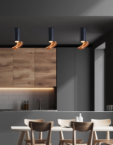 Moderní stropní svítidlo Tuba CANDELLUX zlatá a černá do obýváku nebo kuchyně 20 cm