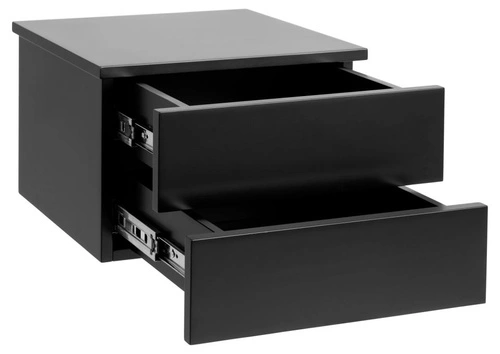 Závěsný noční stolek Avignon Actona, černý, 2 zásuvky, moderní loftový styl, šířka 37 cm