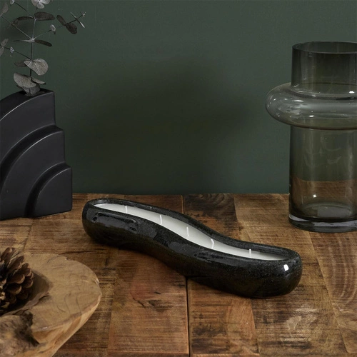 Dekorační svíčka obdélníková černá porcelánová do obývacího pokoje 30 cm