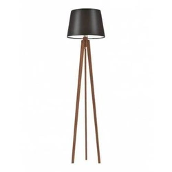 Stojací lampa do obýváku Curacao Lysne moderní dřevěná s hnědým stínidlem 158 cm