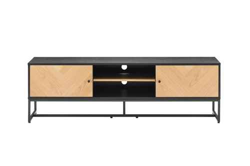 Moderní dřevěná TV skříňka Clar 160 cm volně stojící do obýváku dub černá Intesi