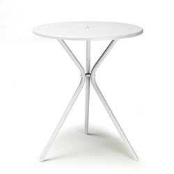 Kulatý bílý kovový stolek Leo na terasu a do kavárny 60 cm