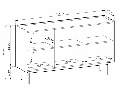 Moderní červená komoda Cashmer 144 cm na nožkách do obýváku a ložnice Intesi