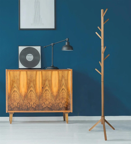 Moderní stojanový věšák do předsíně Madura černý z bukového dřeva Intesi