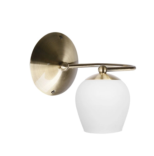 Nástěnné svítidlo Serano glamour v patině s bílým skleněným stínidlem do obýváku a ložnice CANDELLUX