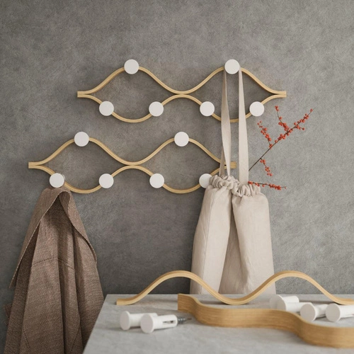 Umbra Montage moderní nástěnný věšák do předsíně 6 háčků dřevěný bílý