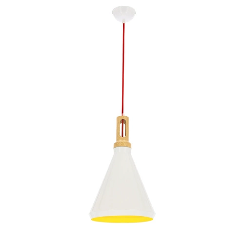 Kovové závěsné svítidlo Robinson bílé se žlutým vnitřkem do obýváku a ložnice 26 cm