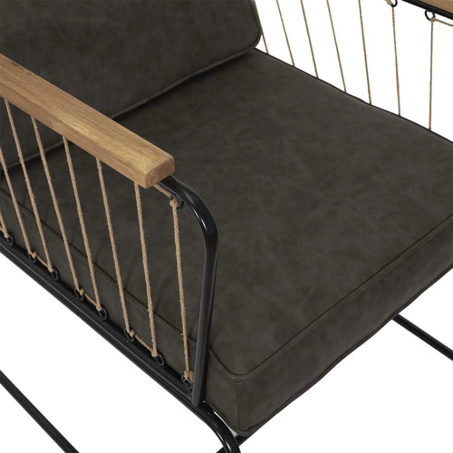 Relaxační křeslo Benson hnědé moderní s područkami do obýváku kov a dřevo