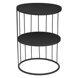 Kulatý černý kovový konferenční stolek Kobu s policemi moderní do obýváku Atmosphera