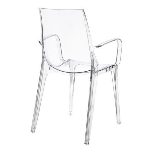 Moderní průhledná jídelní židle s područkami, stohovatelná SCAB Design Vanity