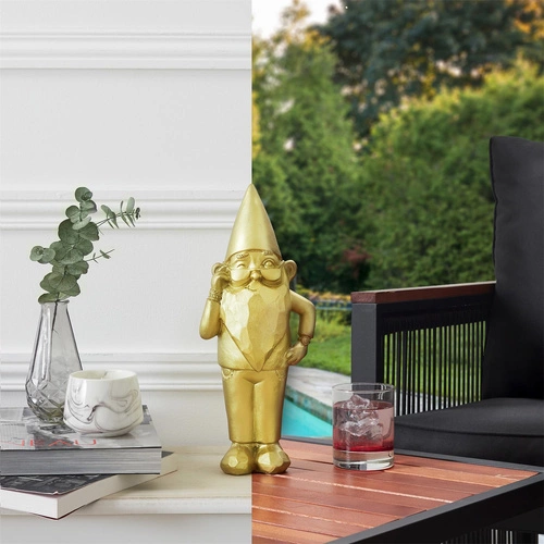 Dekorativní soška Gnom Star zlatá 33 cm moderní do zahrady i obýváku jako dárek