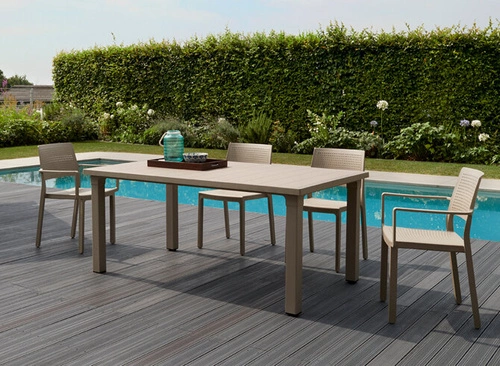 Rozkládací jídelní a zahradní stůl Per3 SCAB Design béžový moderní 170–220 cm