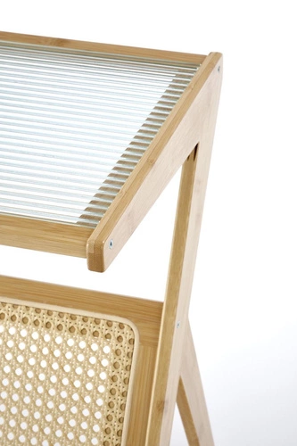 Ratanový konferenční stolek Balli boho s obdélníkovou skleněnou deskou v přírodní barvě do obývacího pokoje Intesi