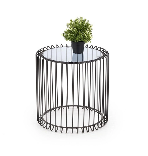 Konferenční stolek Minera kulatý skleněný černý moderní do obývacího pokoje 45 cm Intesi