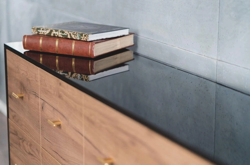 Komoda se zásuvkami MAUD černá dub craft tobacco moderní do obýváku a ložnice SKANDICA