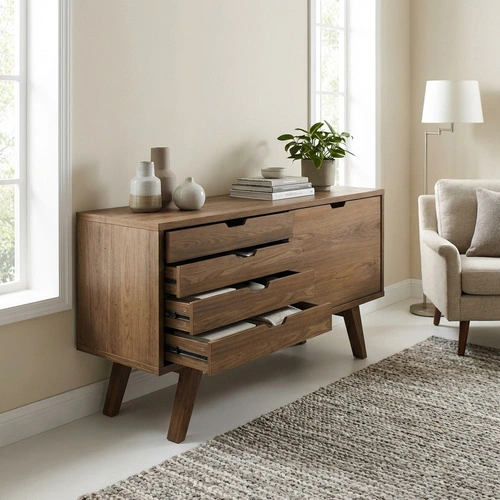 Komoda A-Line dub kouřový 160 cm moderní se zásuvkami na nožkách do obýváku Actona