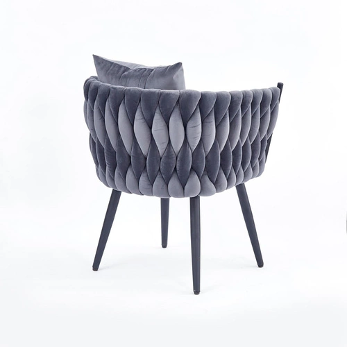 Sametové křeslo Tresse ve stylu glamour s područkami šedé do obýváku