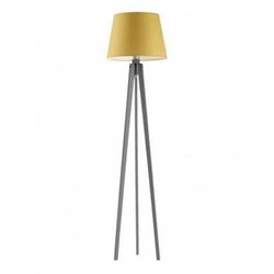 Stojací lampa Curacao moderní dřevěná s hořčicovým stínidlem do obýváku Lysne 158 cm