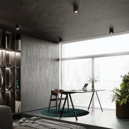 Stropní svítidlo černé MIKA minimalistické hliníkové do obýváku, kuchyně nebo ložnice