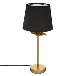 Noční lampa do ložnice Palma Atmosphera černo-zlatá moderní s látkovým stínidlem 45,5 cm