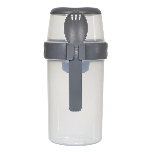 Šedý lunchbox Intesi s 3 přihrádkami 1,04 l moderní do školy i práce vhodný do myčky