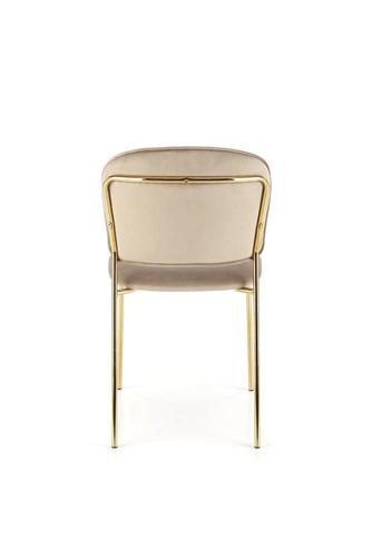 Čalouněná sametová židle Rachel béžová do jídelny a obýváku se zlatými nohami Intesi