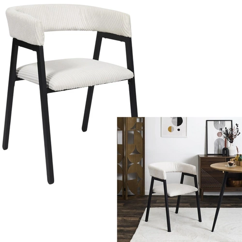 Čalouněná židle Scott Intesi bílý manšestr s područkami do jídelny a obýváku loft