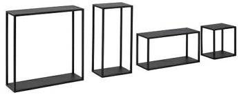 Sada kovových závěsných polic Geelong černé moderní na knihy a dekorace 60x60 cm