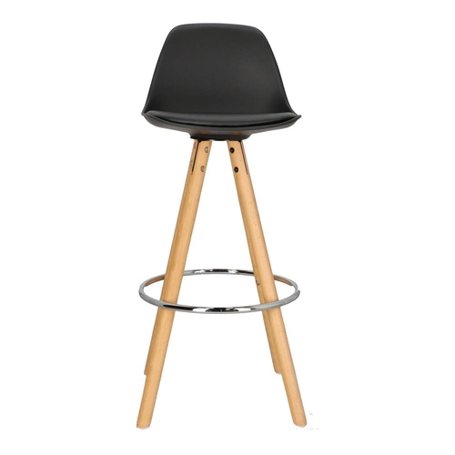 Barová židle Nord černá s opěrkou do kuchyně a k ostrůvku, moderní, dřevěná s ekokůží Intesi