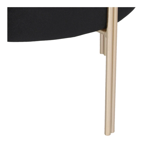 Černý sametový taburet Living Velvet na zlatých nohách kulatý do obýváku ve stylu glamour